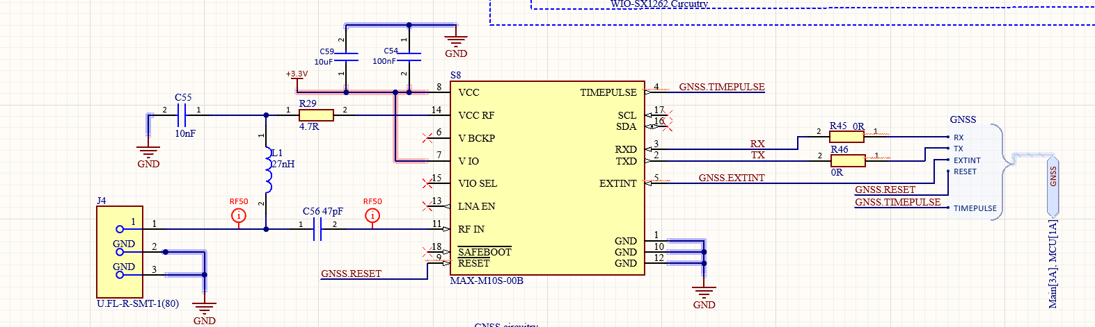 GNSS/GPS circuitry schematic