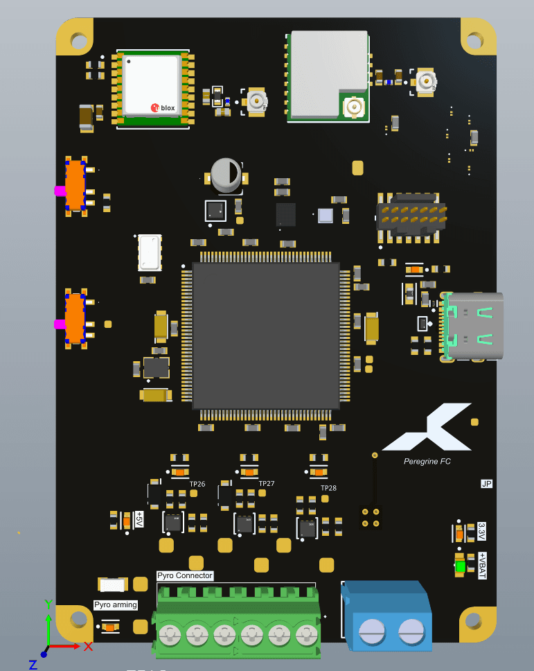 Front view of the PCB