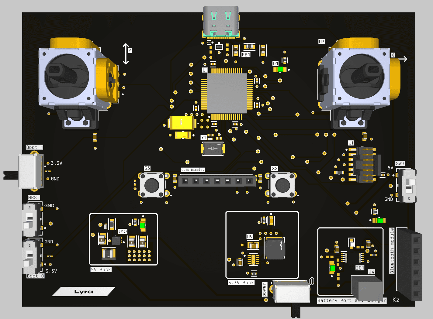 Front view of the PCB