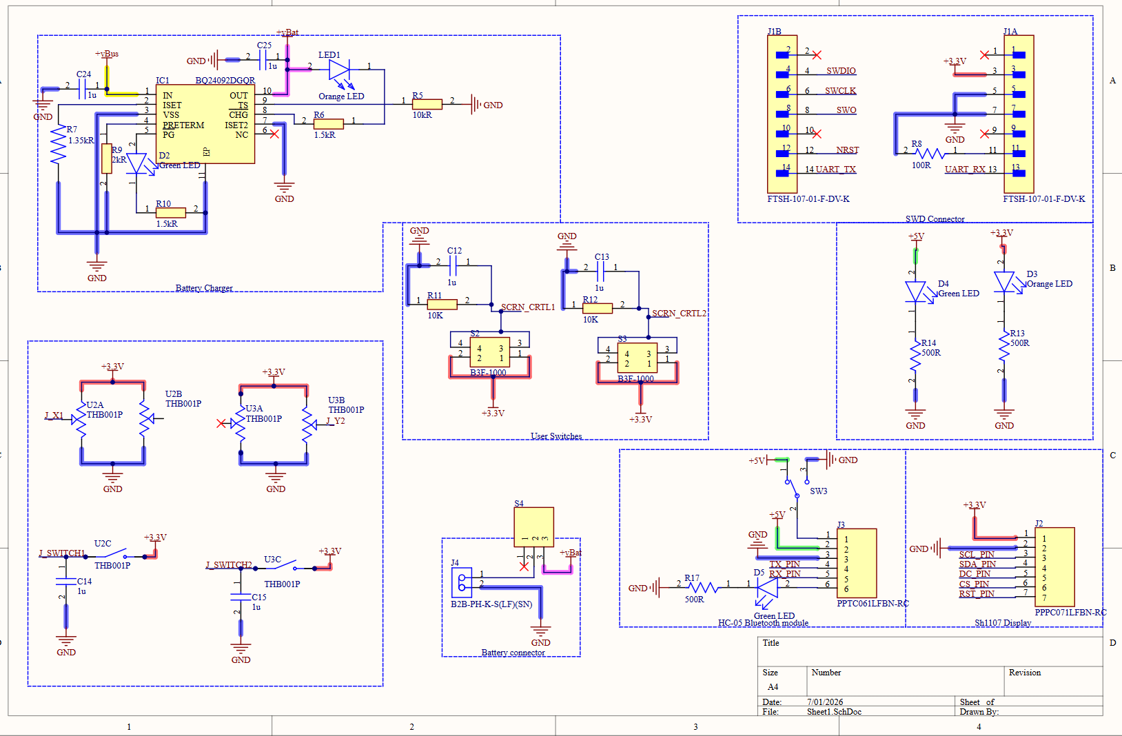 Joystick, OLED, and Bluetooth schematic